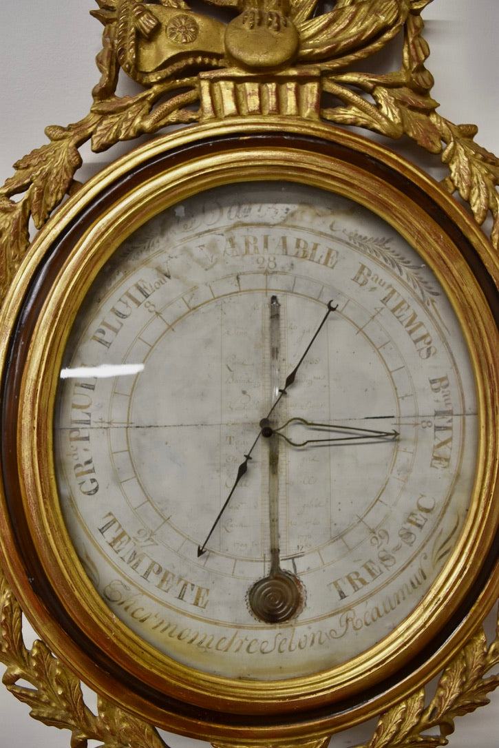 French Brown Giltwood Barometer