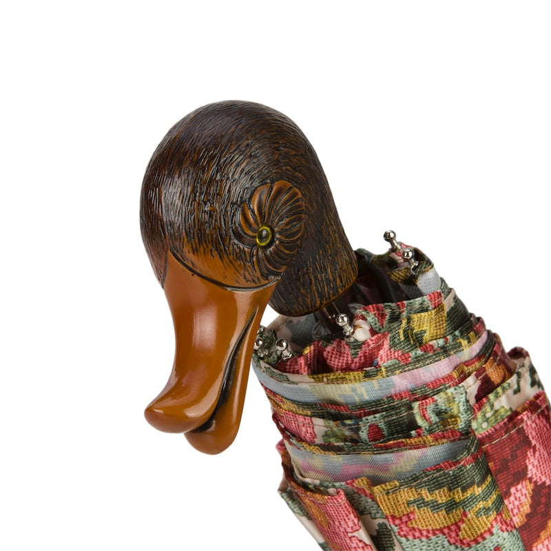 Italian Floral Duck Handled Folding Umbrella