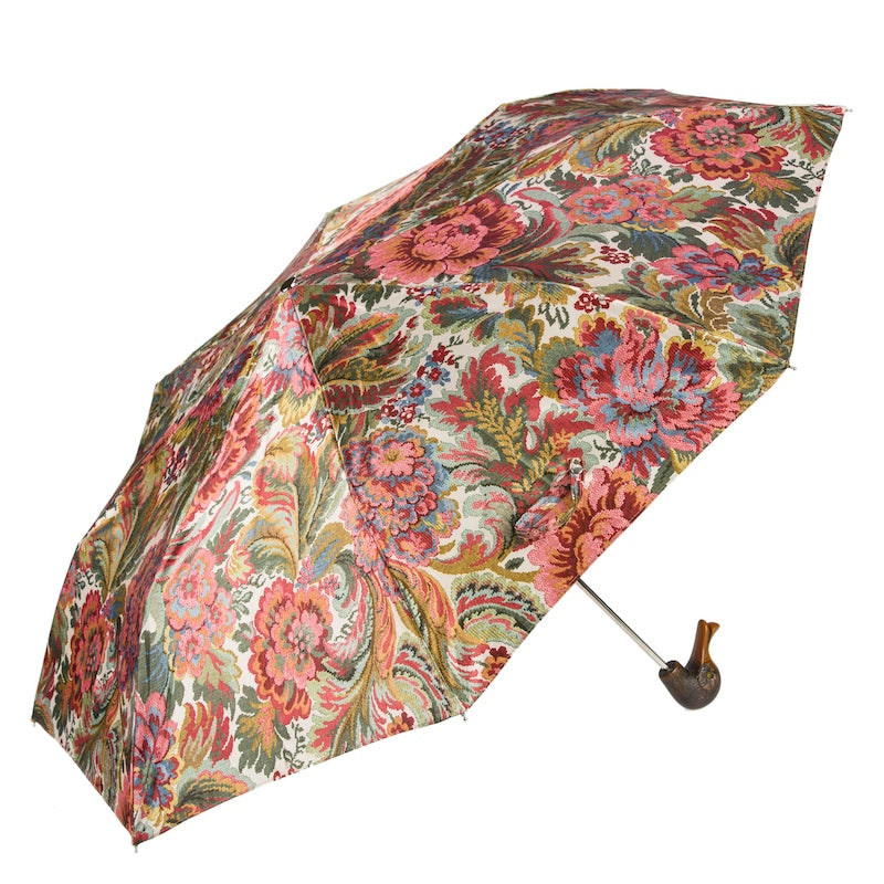 Italian Floral Duck Handled Folding Umbrella