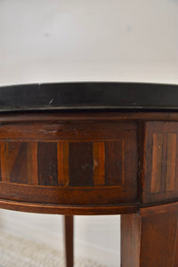 Italian Inlay Round Black Marble Top Table