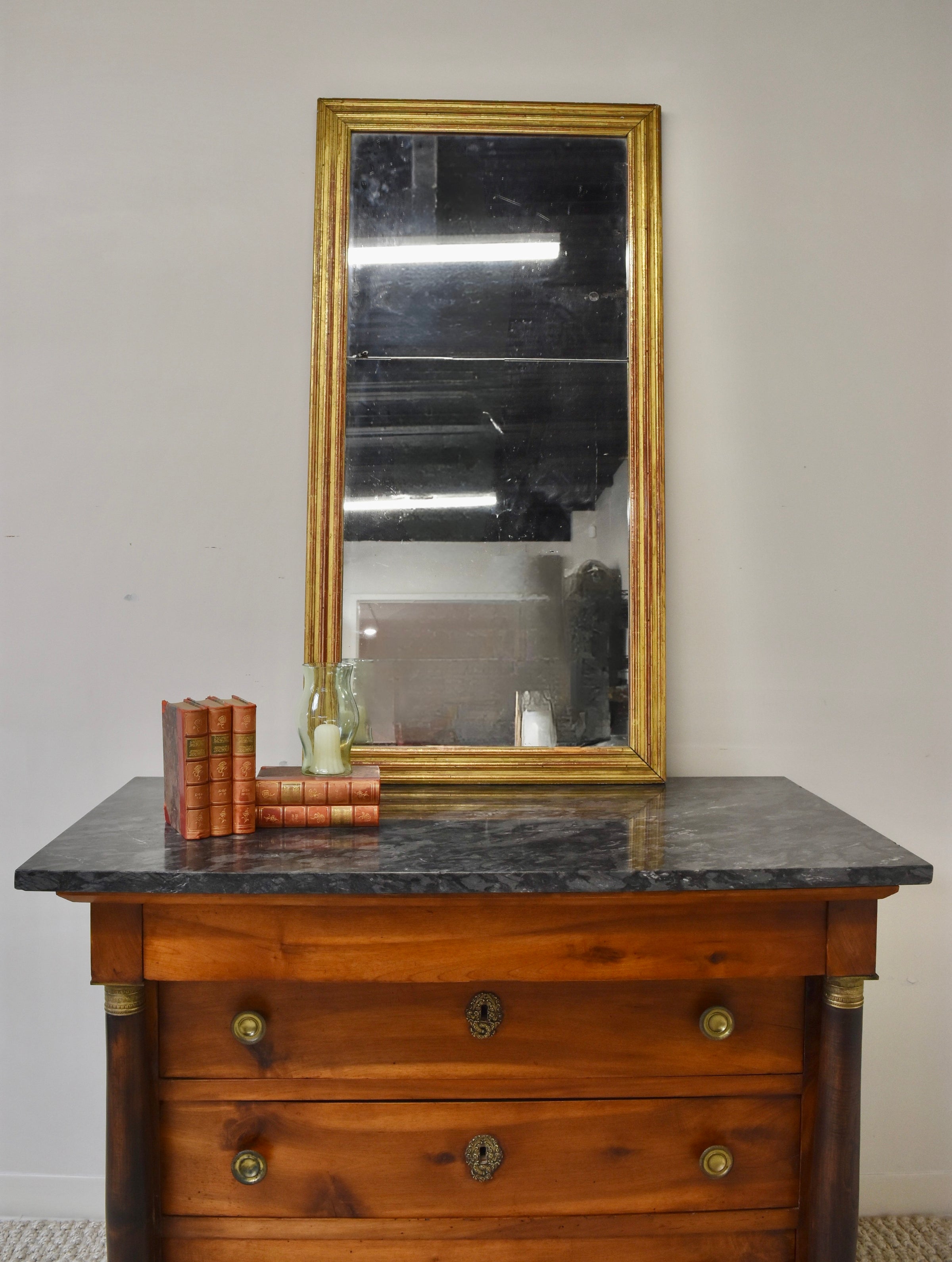 Tall Reeded Giltwood Segmented Mirror
