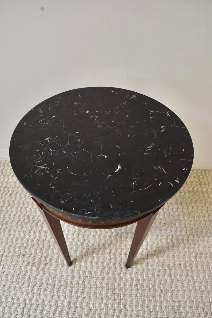 Italian Inlay Round Black Marble Top Table