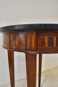 Italian Inlay Round Black Marble Top Table
