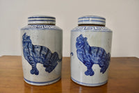 Pair of Small Blue and White Jars