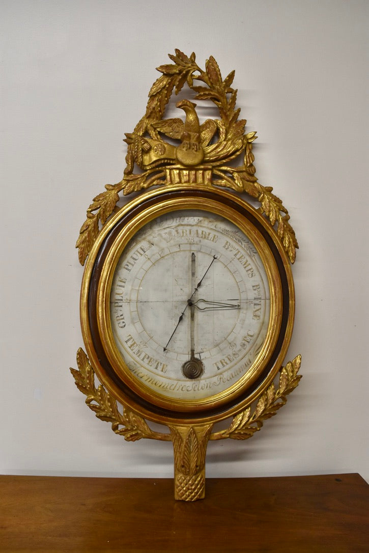 French Brown Giltwood Barometer
