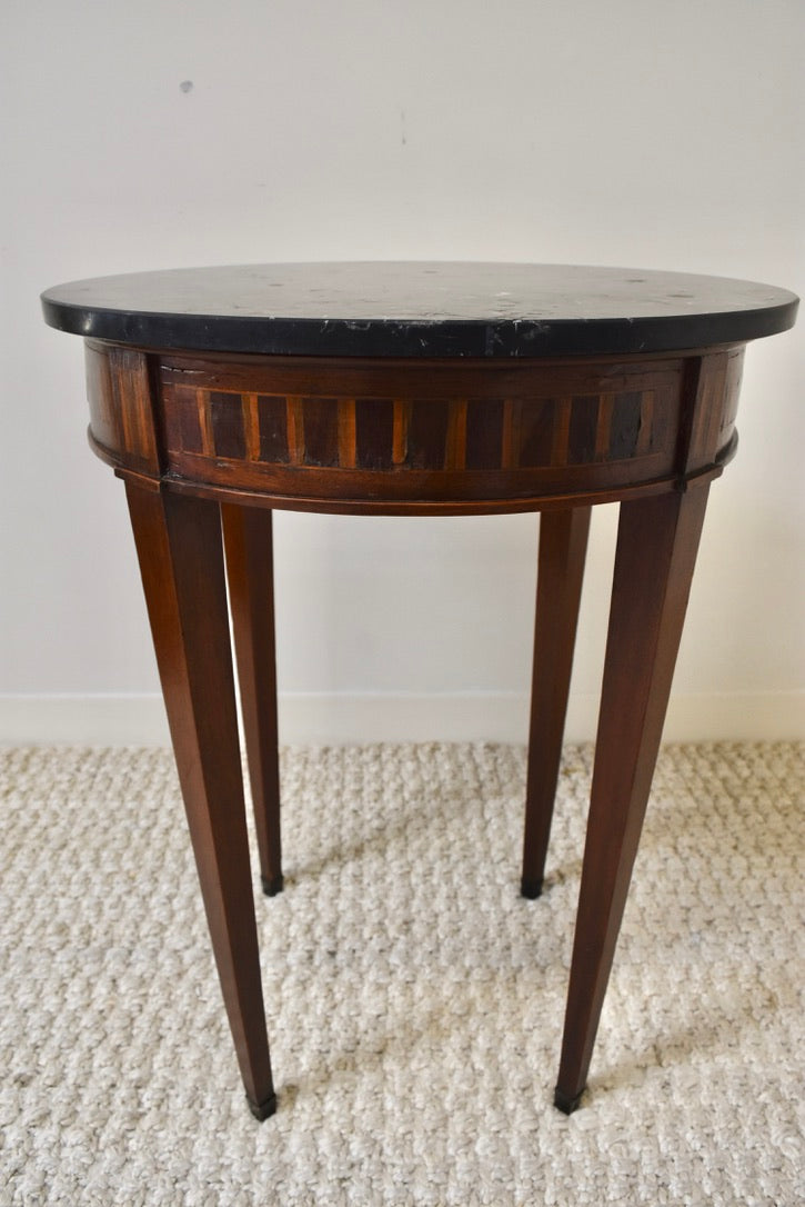 Italian Inlay Round Black Marble Top Table