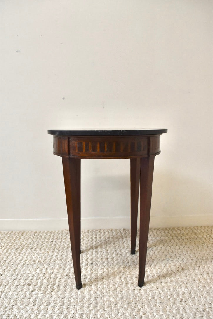 Italian Inlay Round Black Marble Top Table