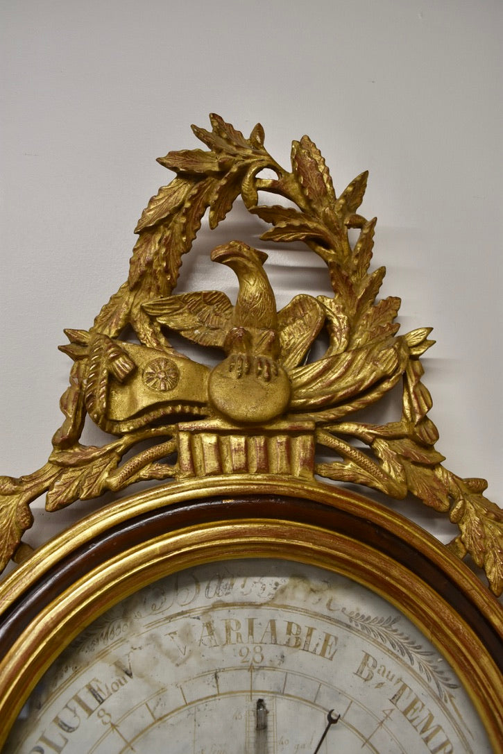 French Brown Giltwood Barometer