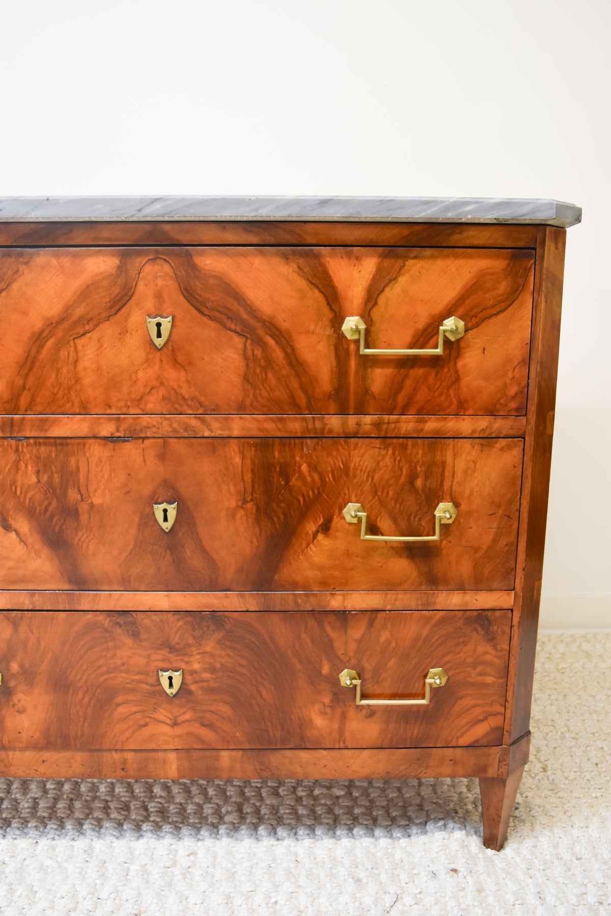 Small French Chest with Light Gray Marble Top