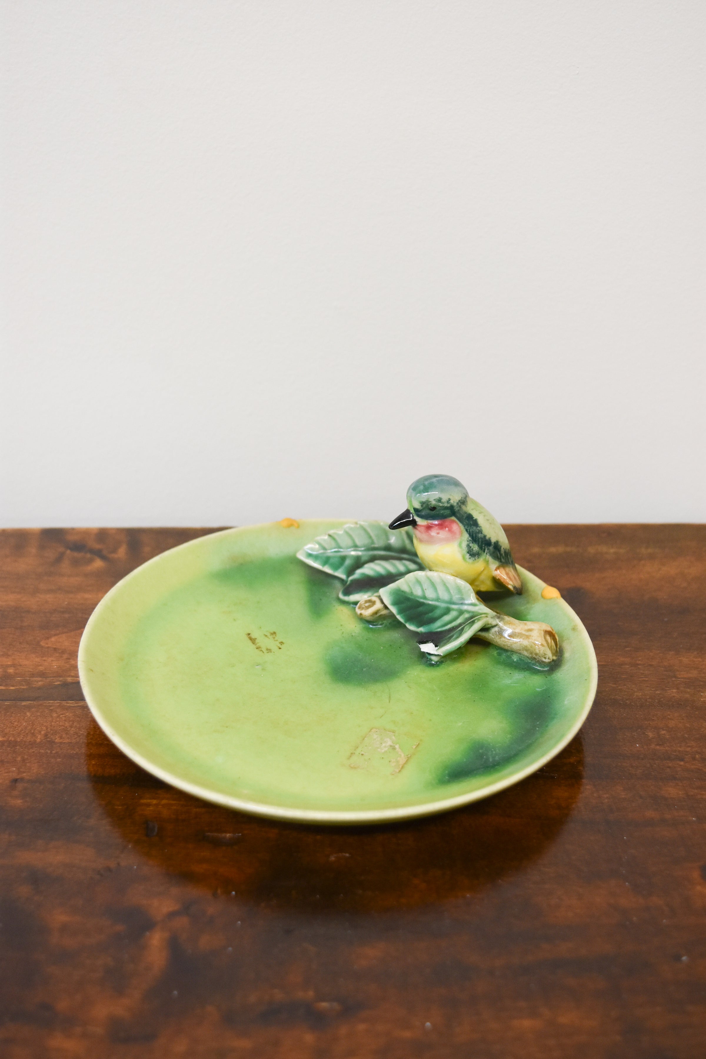 Green Bird Majolica Plate