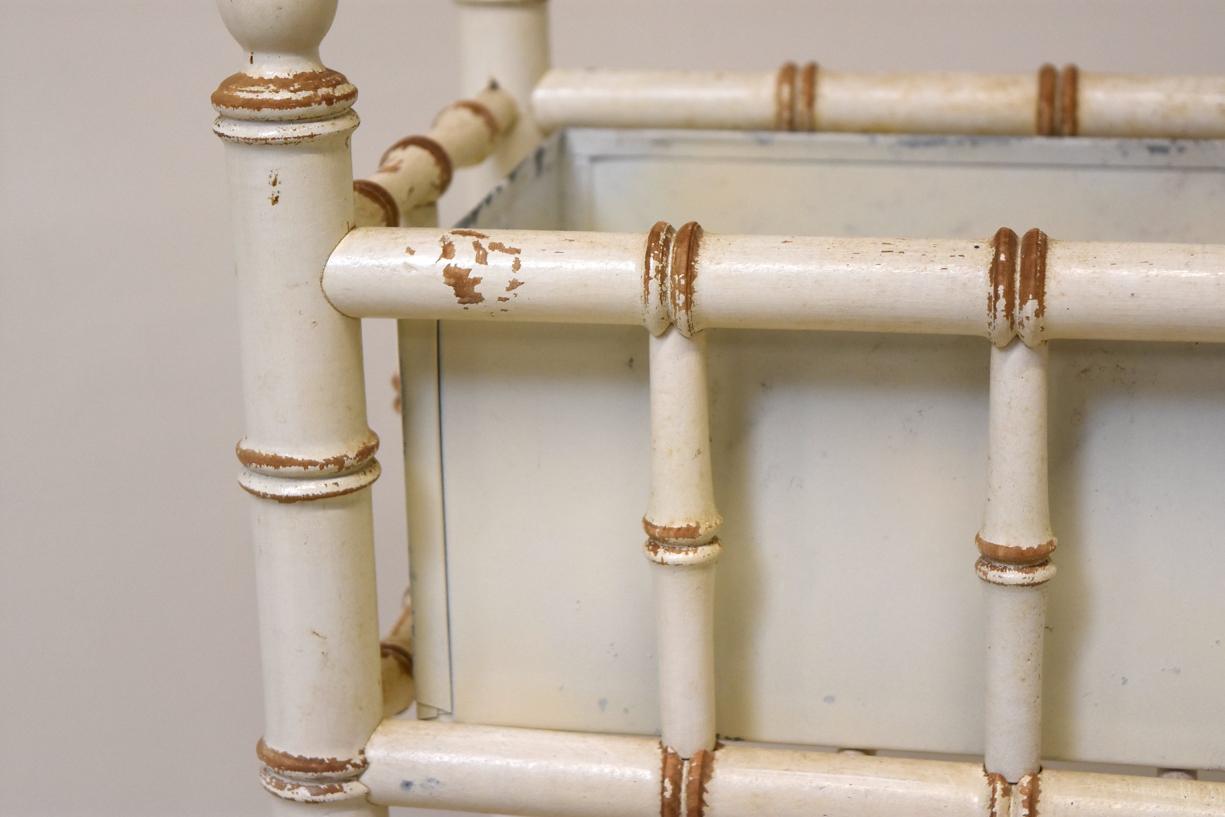 Cream Painted Faux Bamboo Planter