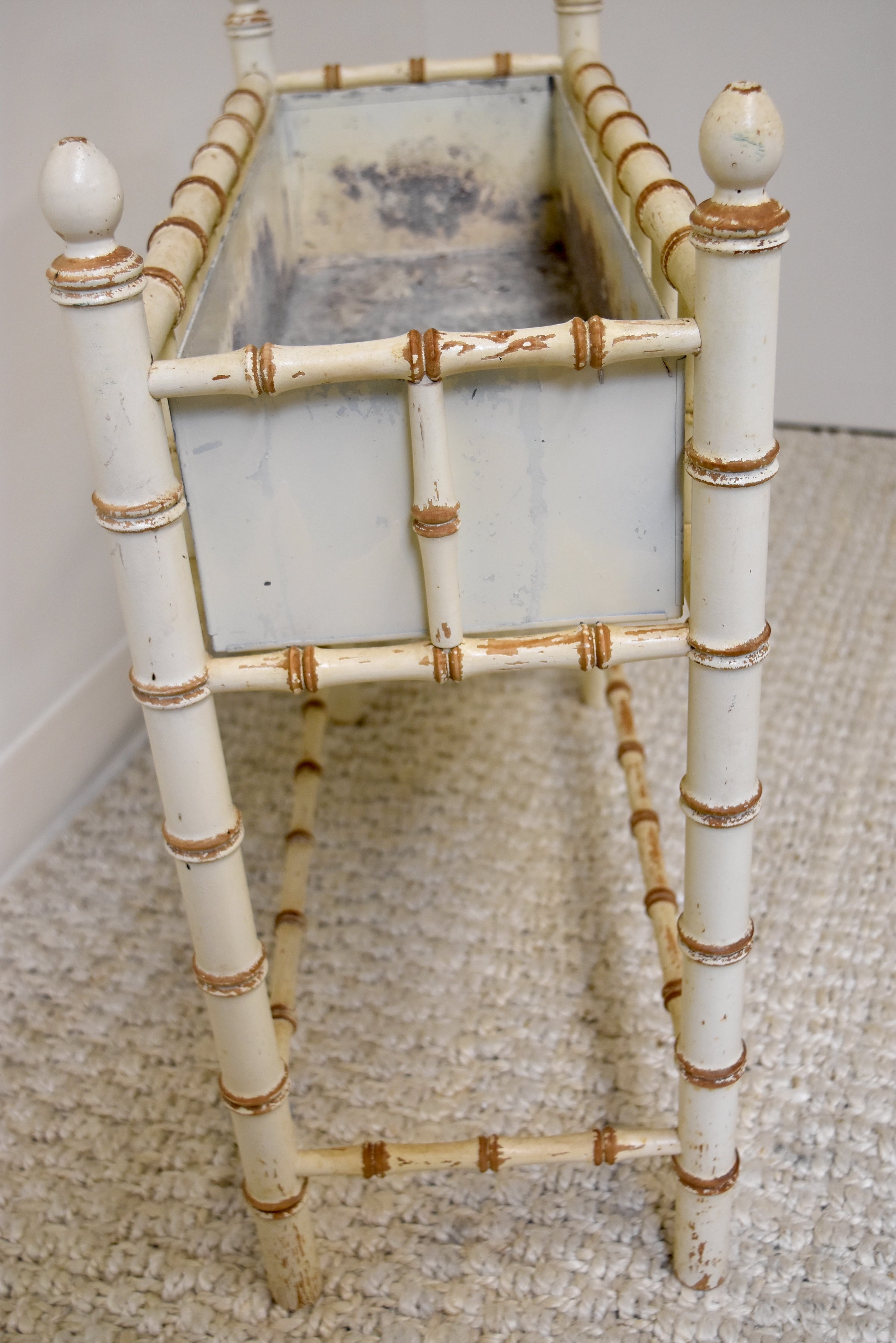 Cream Painted Faux Bamboo Planter