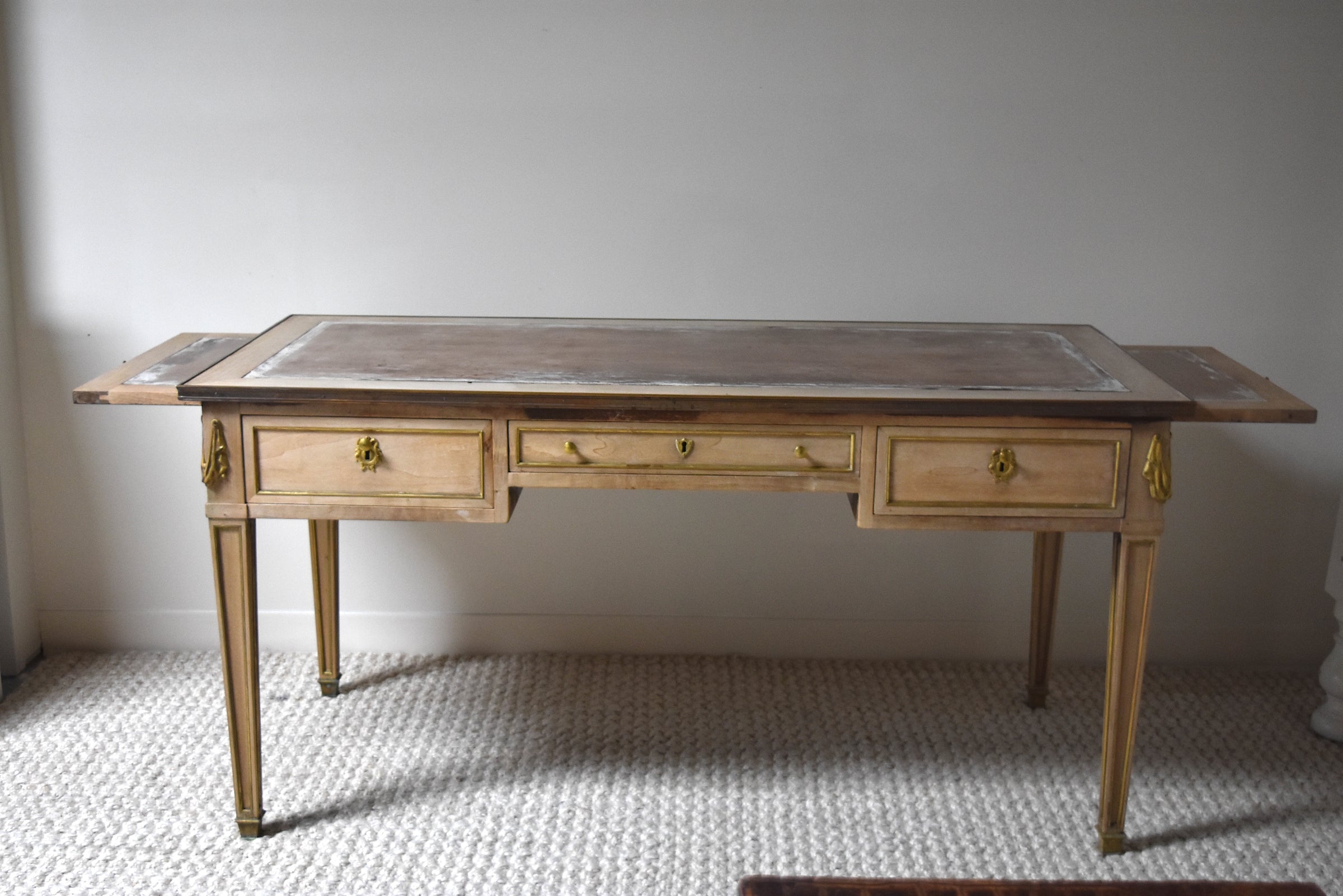 Louis XVI Bleached Desk with Brass Inlays