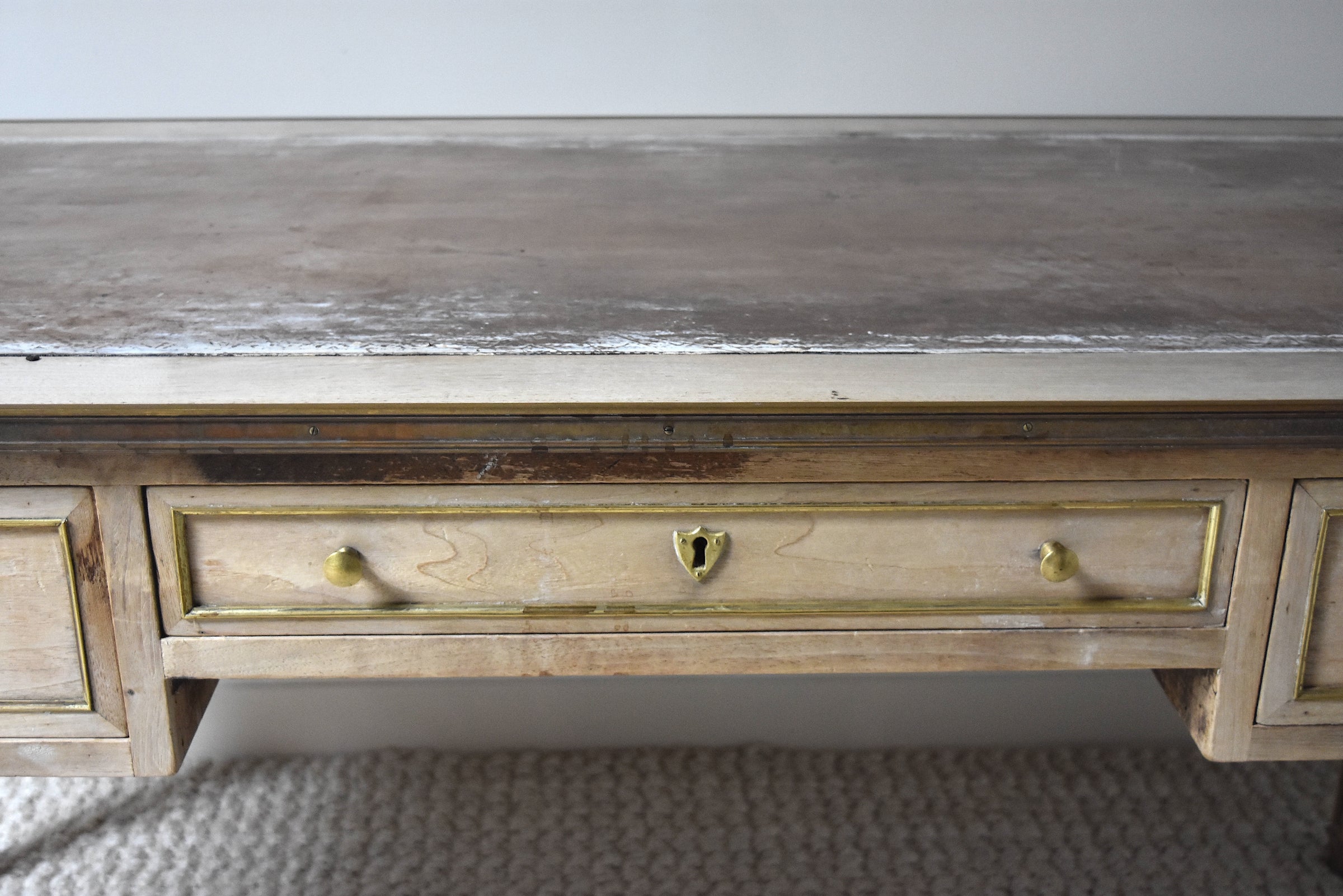 Louis XVI Bleached Desk with Brass Inlays