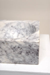 Large Square White Marble Concave Bowl