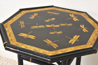 Faux Bamboo Decopagued Dragonfly Side Table