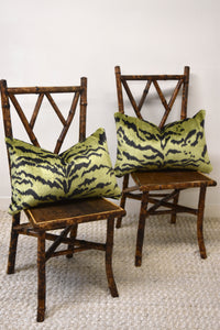 Pair of Green Le Tigre Scalamandre Lumbar Pillows