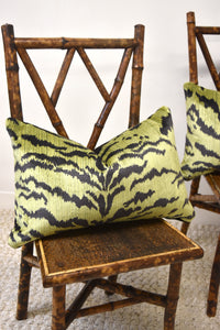 Pair of Green Le Tigre Scalamandre Lumbar Pillows