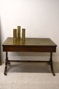 English Green Leather Top Desk