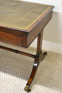 English Green Leather Top Desk