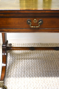 English Green Leather Top Desk