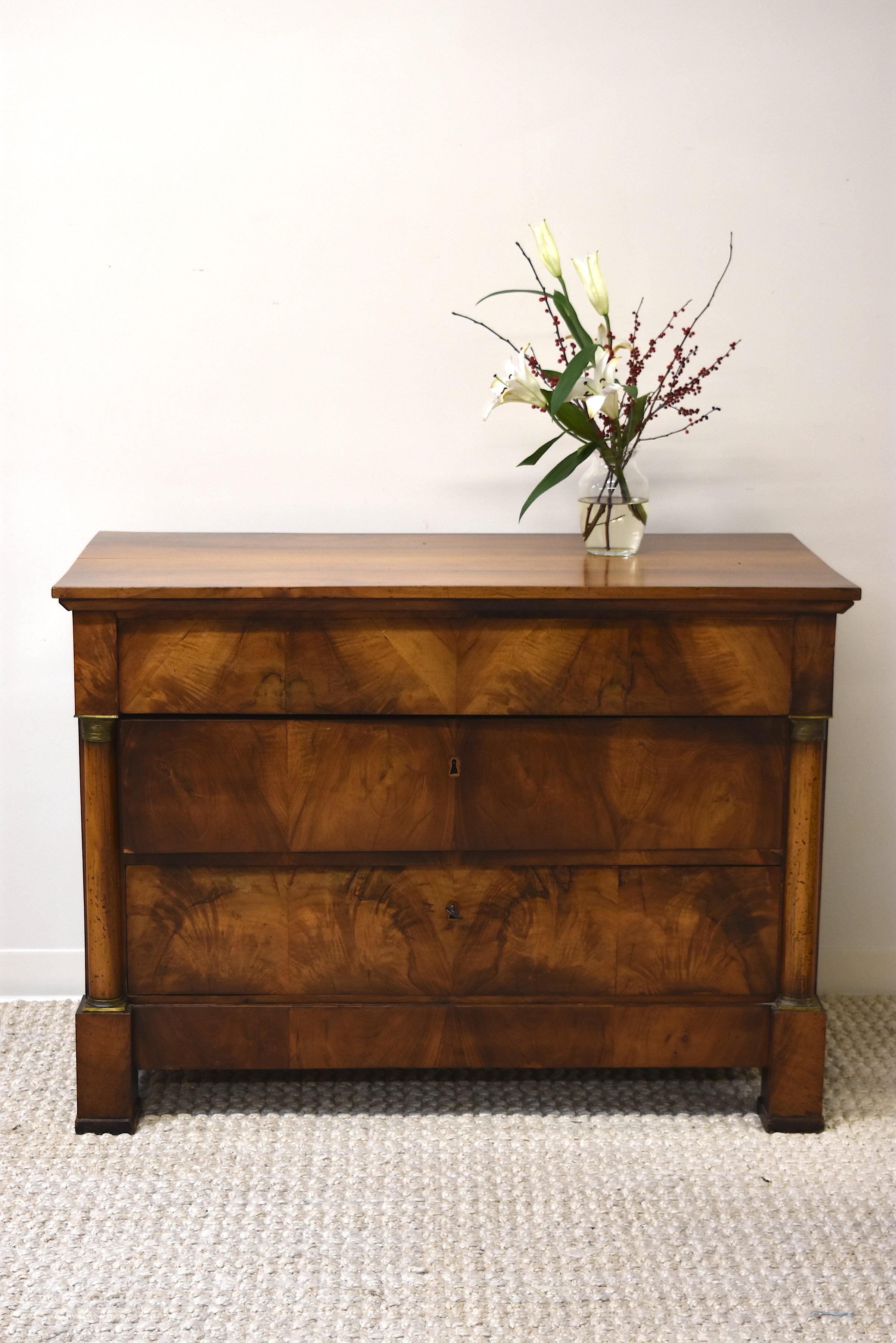 French Walnut Bookmatched Commode