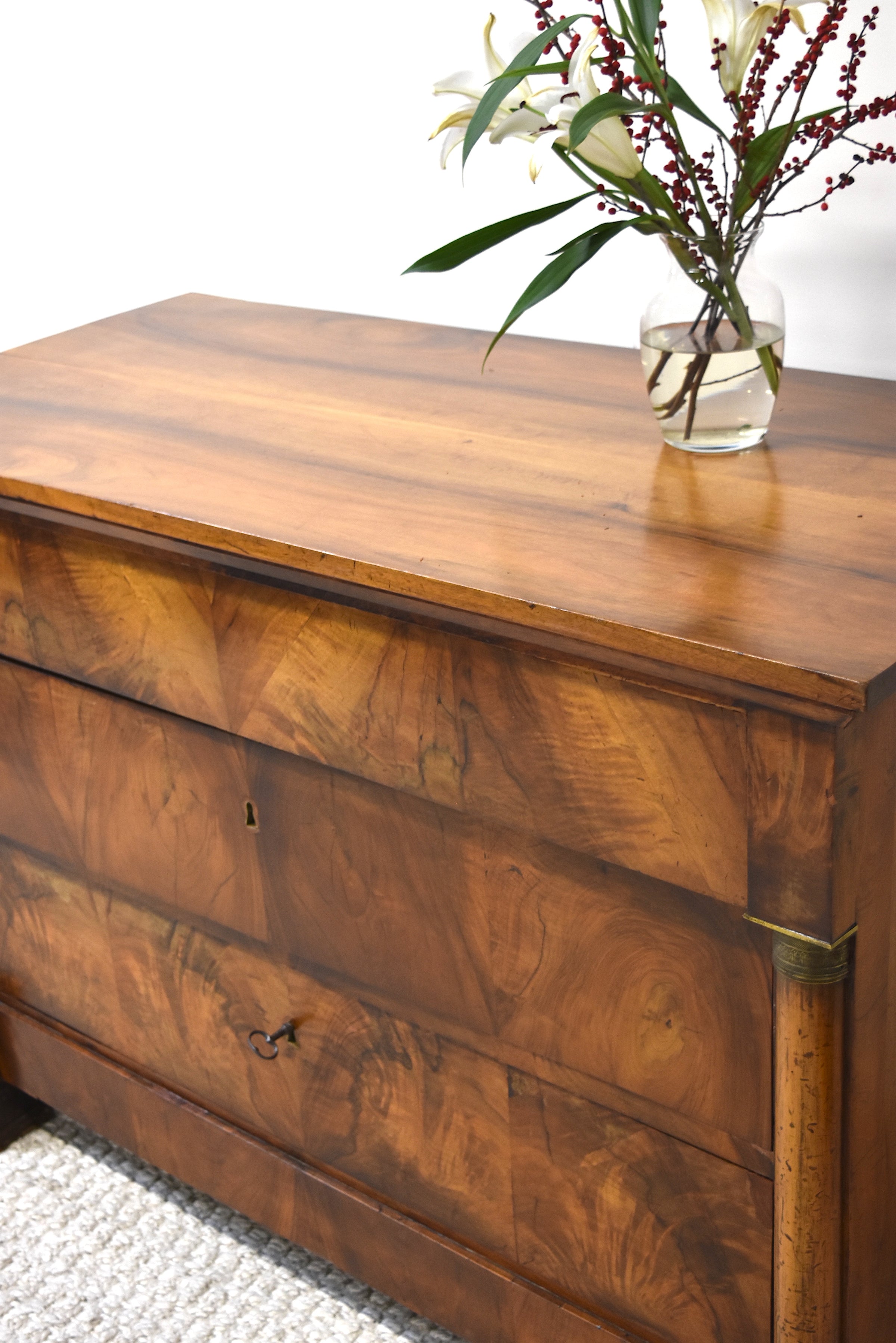 French Walnut Bookmatched Commode