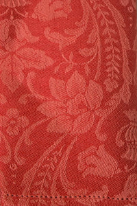 Set of Four  Italian Red Floral Hemstitch Busatti Napkin