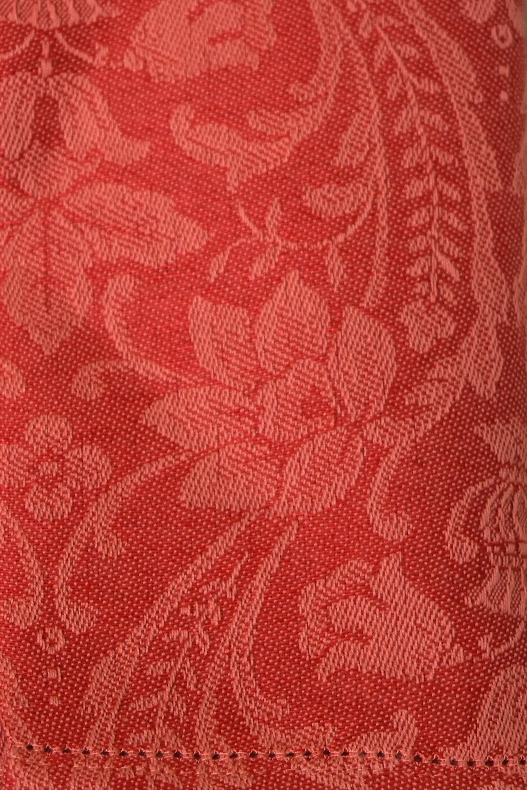 Set of Four  Italian Red Floral Hemstitch Busatti Napkin