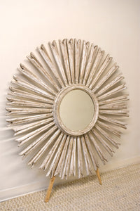 Italian Whitewash Sunburst Mirror
