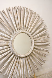 Italian Whitewash Sunburst Mirror