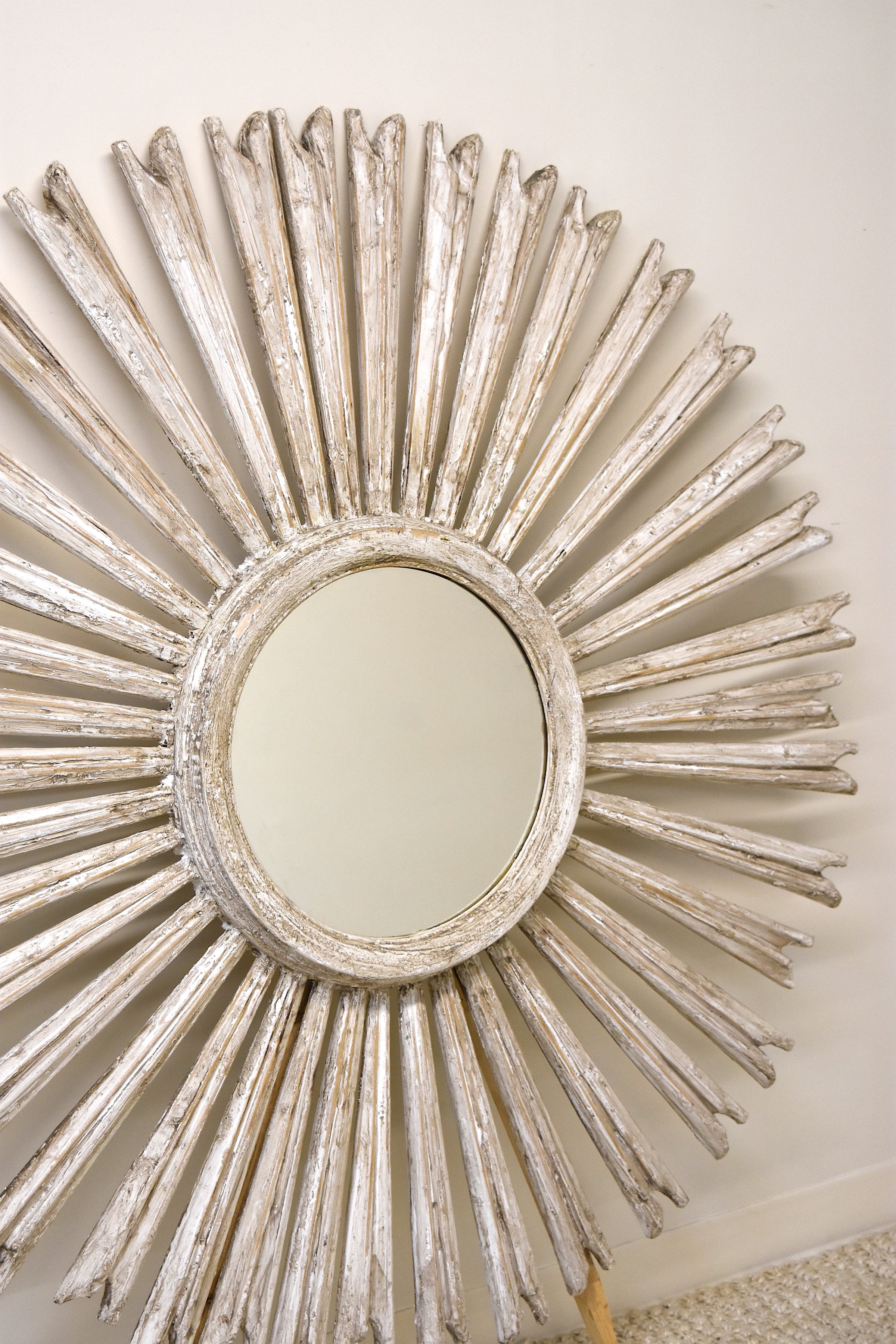 Italian Whitewash Sunburst Mirror
