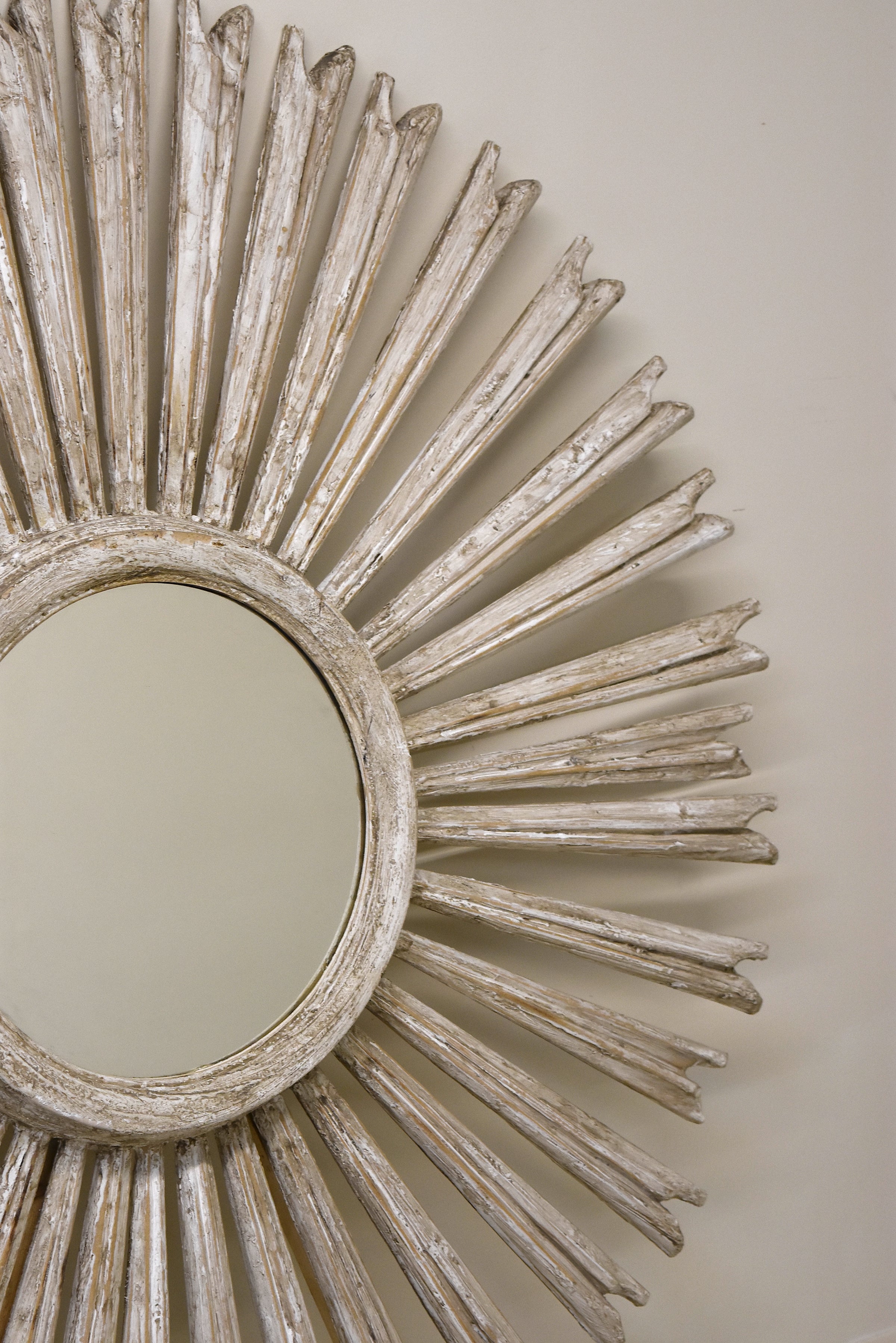 Italian Whitewash Sunburst Mirror