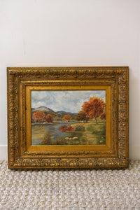 Vintage Wood Framed Nature Scenic Painting