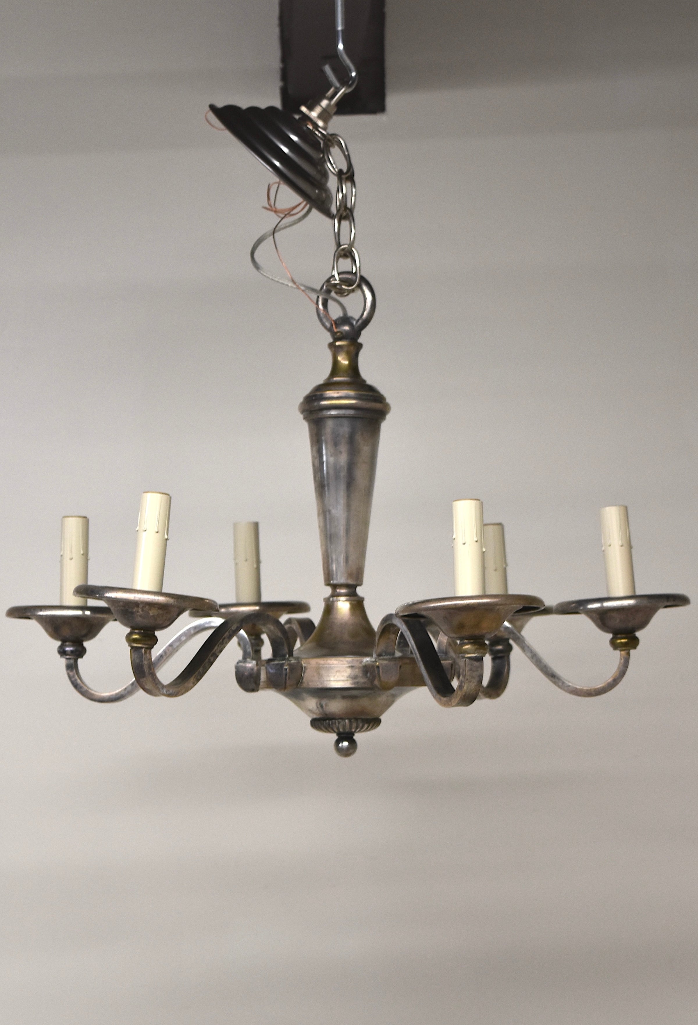 Vintage Silvered Bronze Chandelier