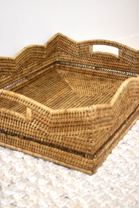 Large Honey Brown Wicker Scalloped Basket