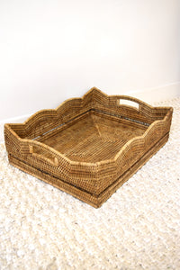 Large Honey Brown Wicker Scalloped Basket