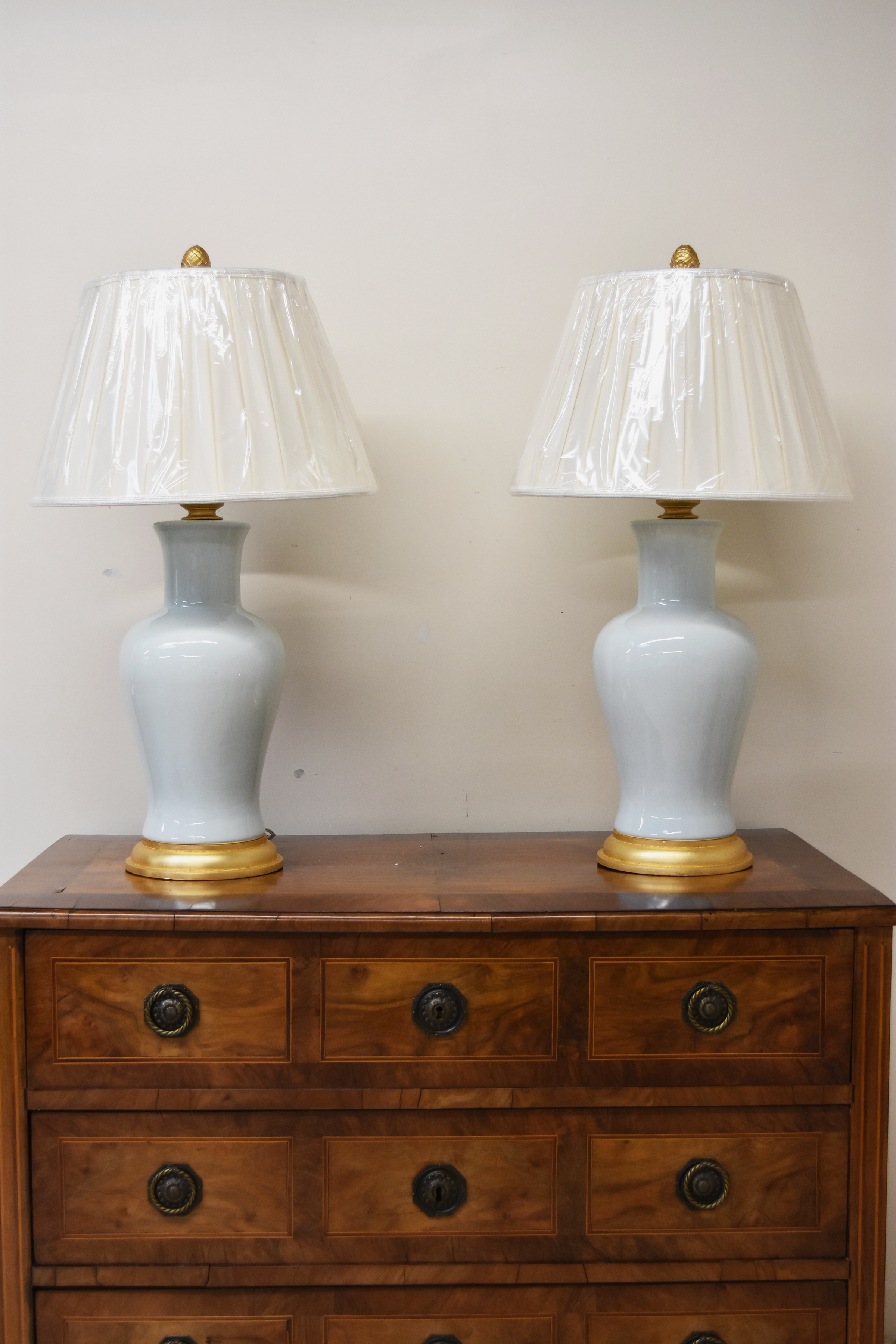 Pair of Blue Amelie Couture Table Lamps