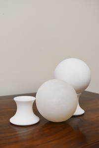 Pair of Small Alabaster Spheres on Stands