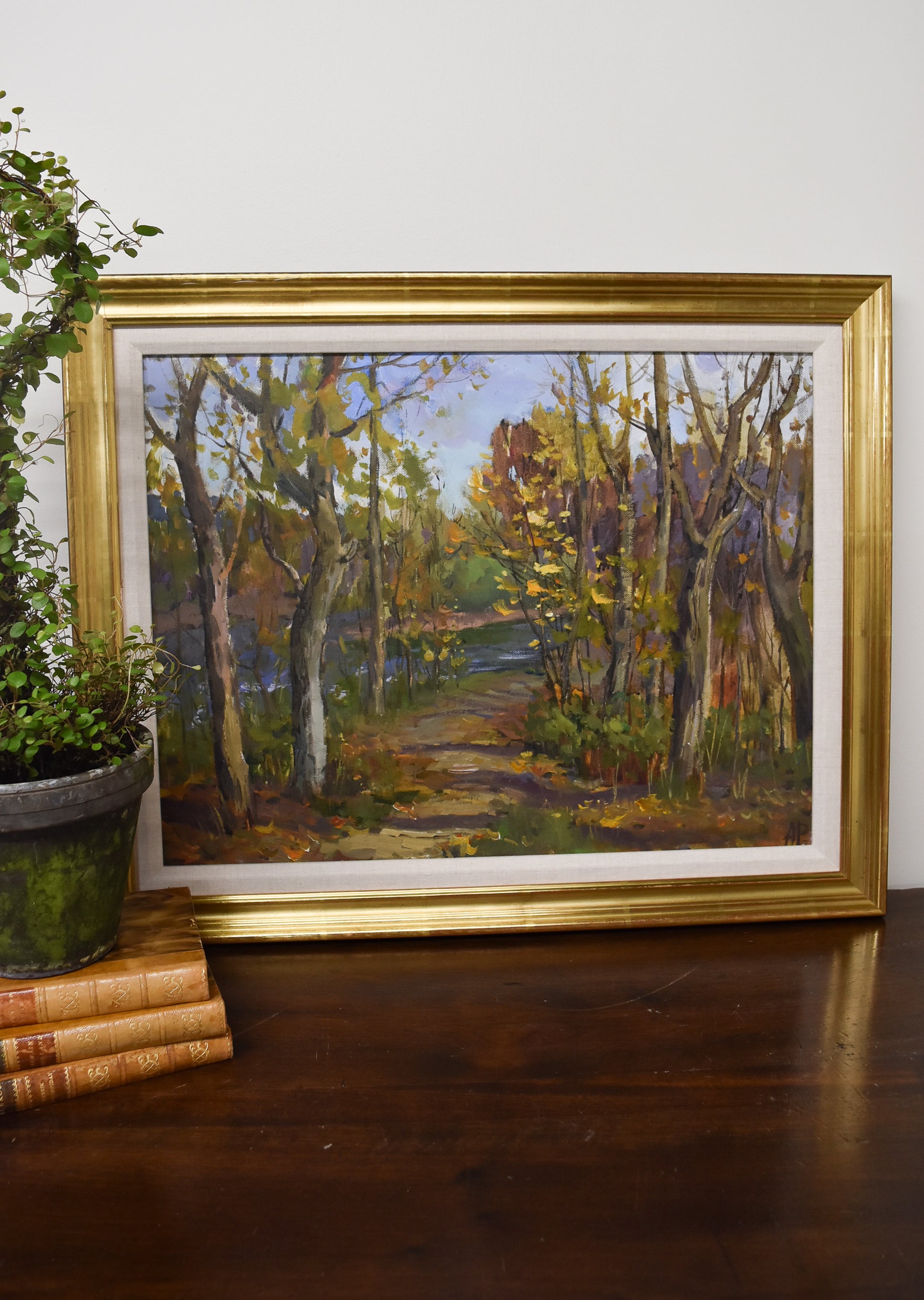 Oil Wooded Path Landscape by Russian Artist Pachenko