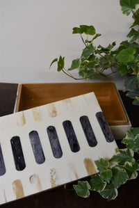 Small Gray and White Bone Box - Cylindrical Inlay