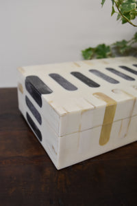 Small Gray and White Bone Box - Cylindrical Inlay