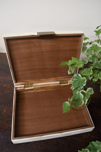 Medium Bone Inlay Box with Brass Accent
