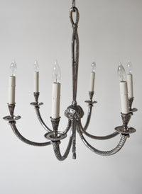 Silvered Bronze Chandelier with Tassels