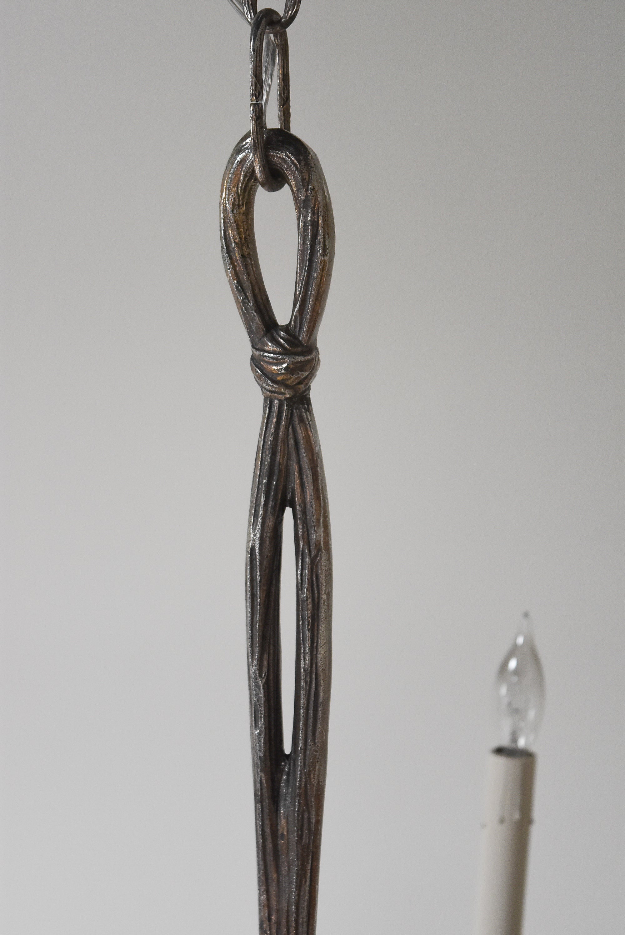 Silvered Bronze Chandelier with Tassels