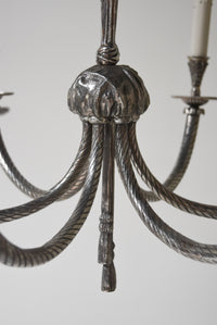 Silvered Bronze Chandelier with Tassels