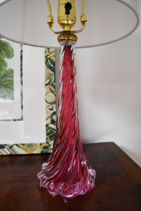 Pink Val Saint Lambert Glass Lamp