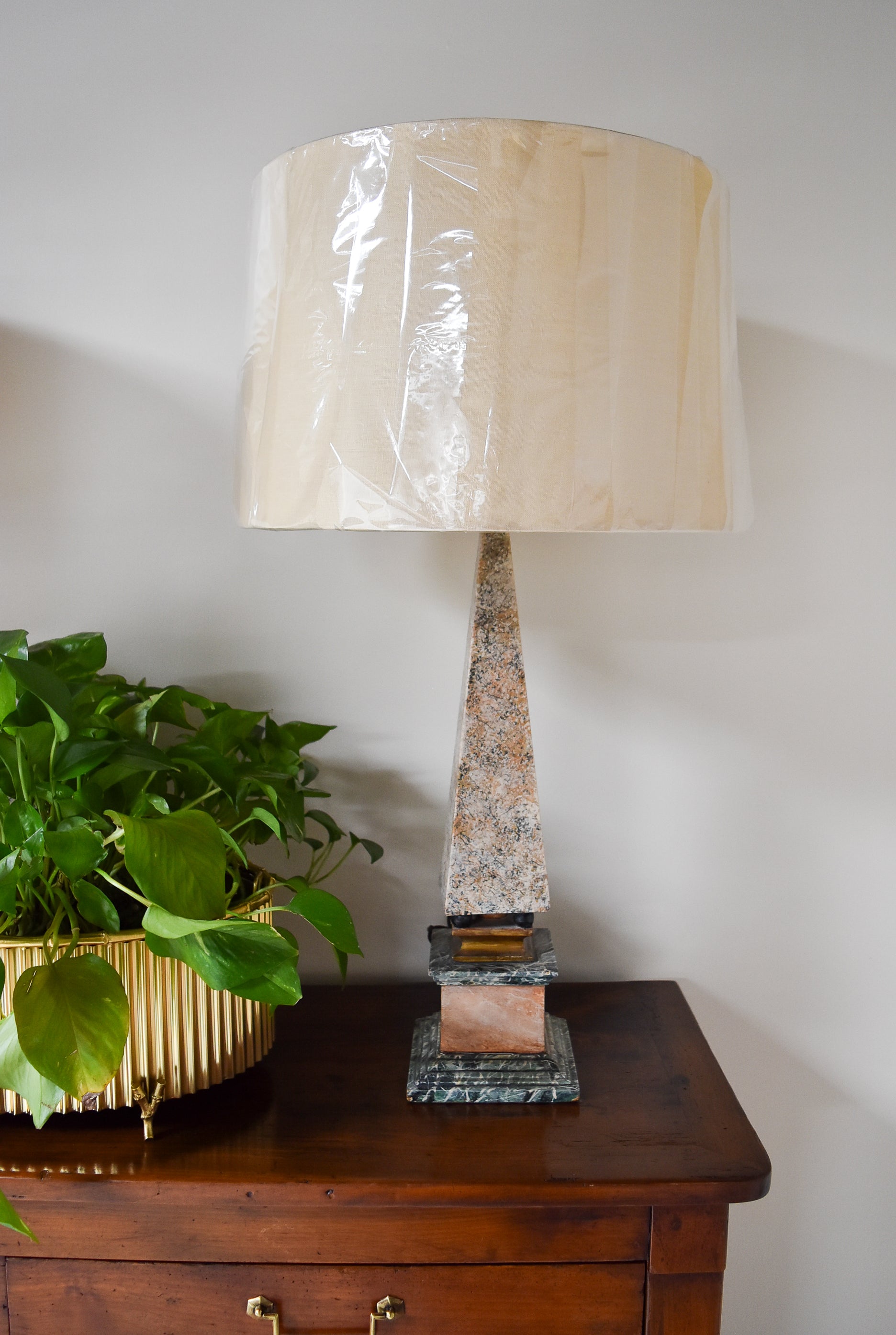 Pair of Vintage Hand Painted Obelisk Lamps
