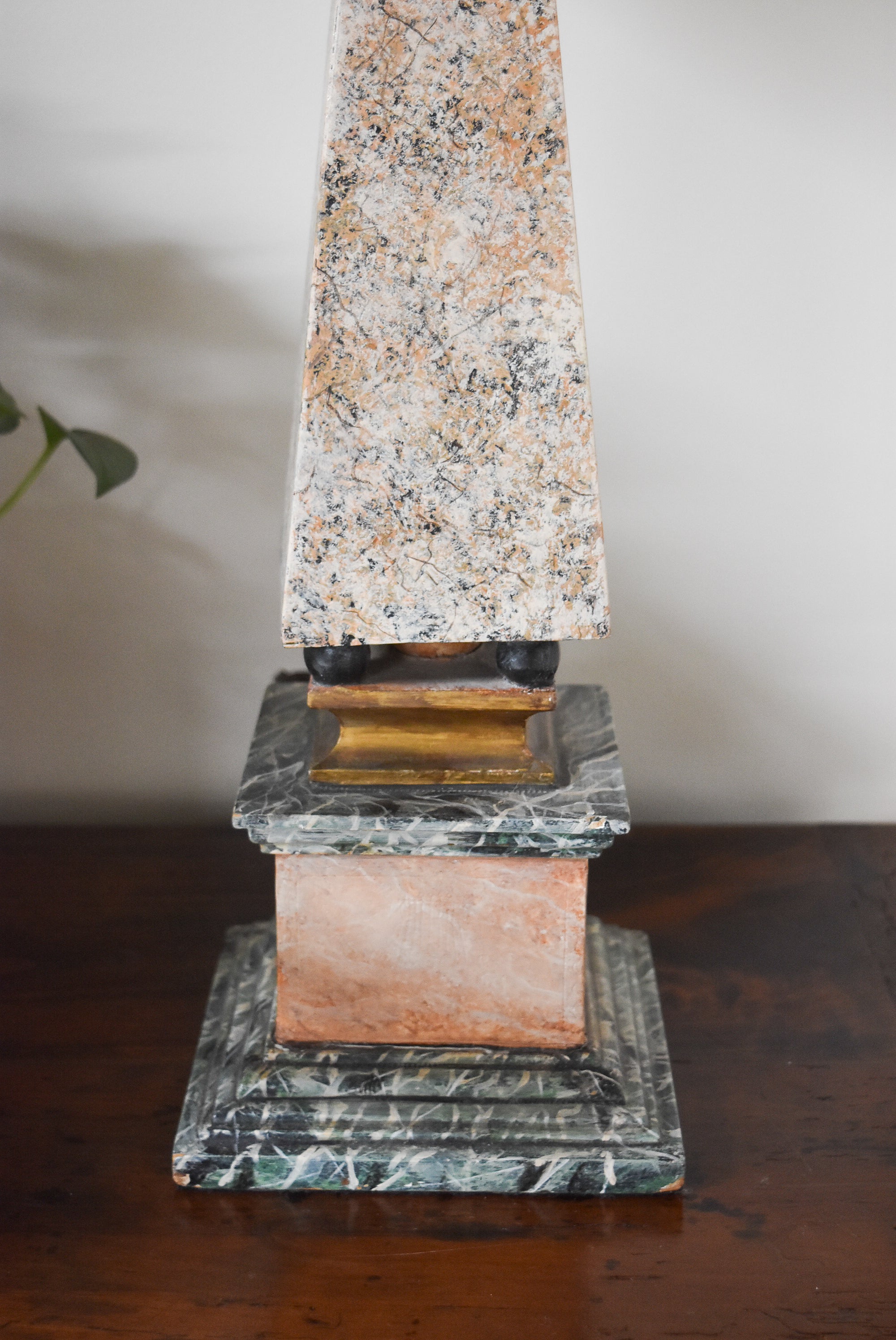 Pair of Vintage Hand Painted Obelisk Lamps