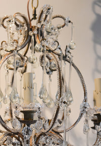 Antique French Bronze and Crystal Chandelier